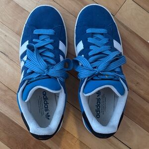 Adidas Men’s Blue Suede Sneakers with White Stripes